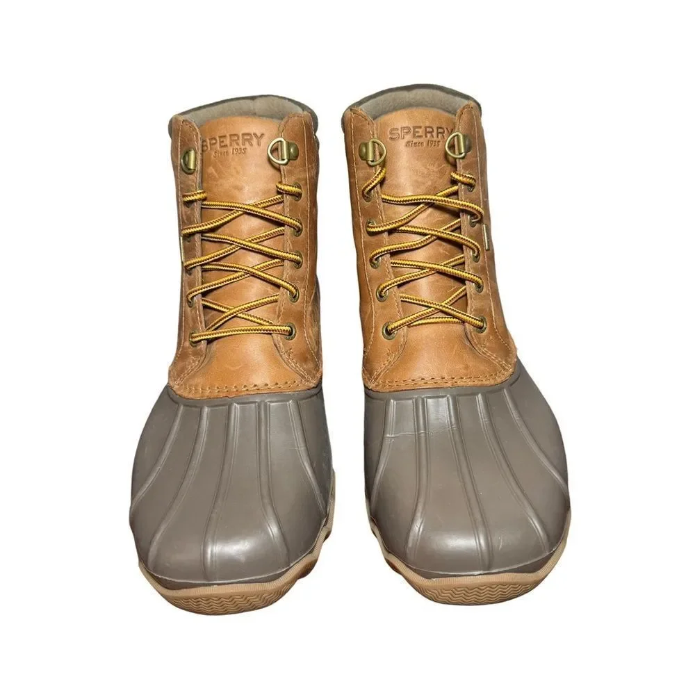 Sperry Tan and Gray Rain Boots size 9.5
